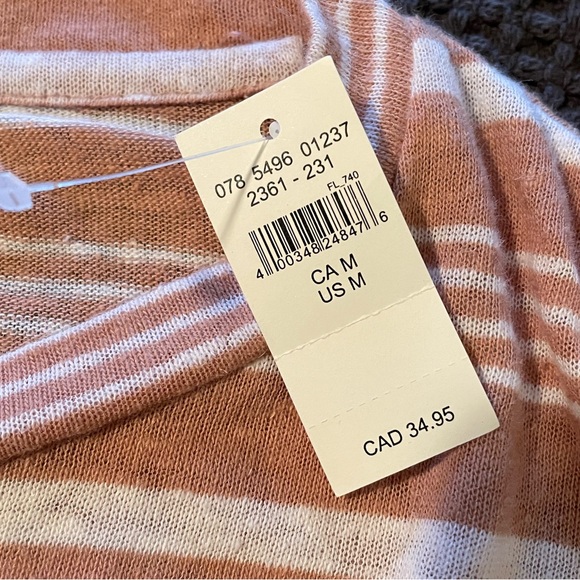 Aerie Distressed Peach Striped Short Sleeve Tee - Picture 4 of 9